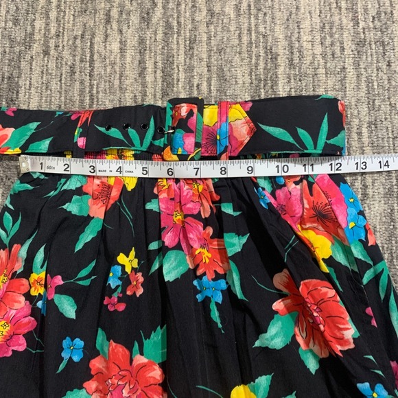 Laurissa Floral Maxi Skirt Vintage 80s Belted High Waist Rayon Blend‎ Size 10 - Picture 6 of 8